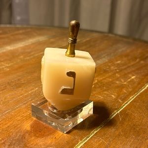 Vintage Stone & Brass Chanukkah Dreidel #2